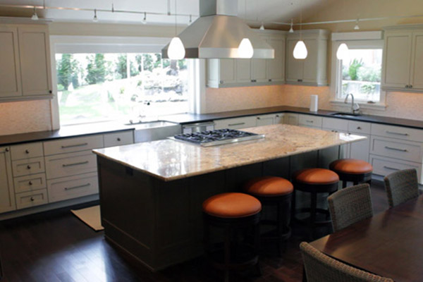 Kitchen Remodel with Ostrich Skin Stools